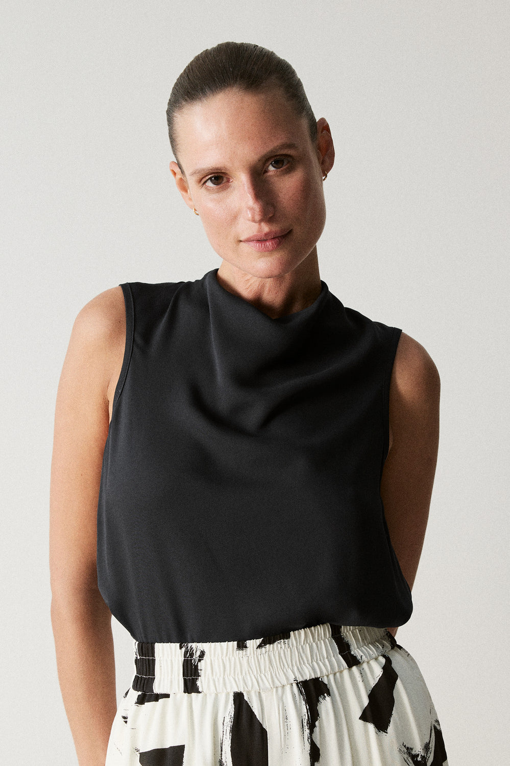 Crepe Cowl Neck Tank