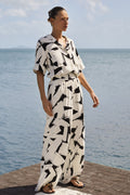 Crepe Brushstroke  Print Short Sleeve Shirt