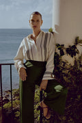 Satin Variegated Stripe Shirt