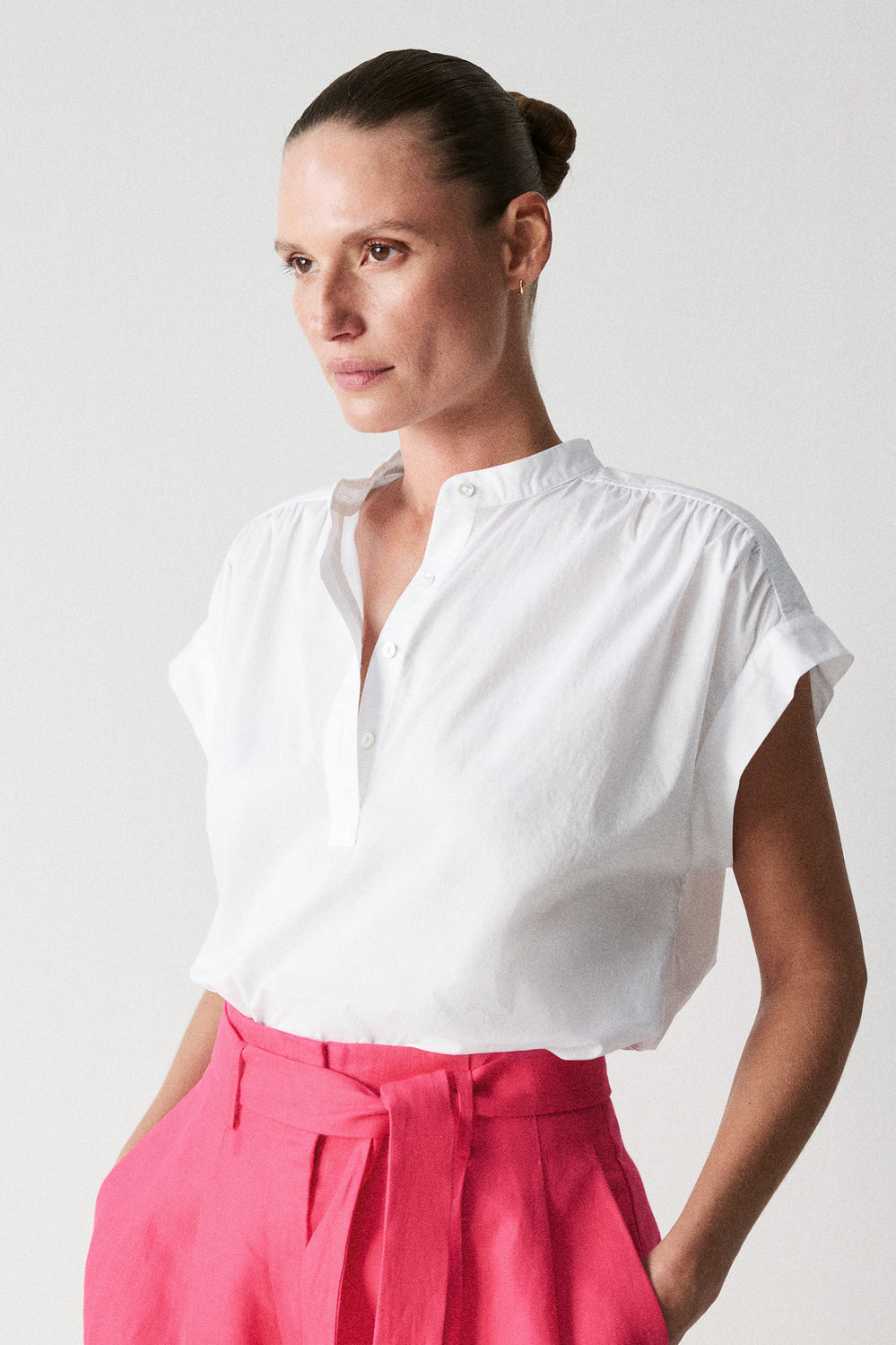 Cotton Voile Short Sleeve Blouse