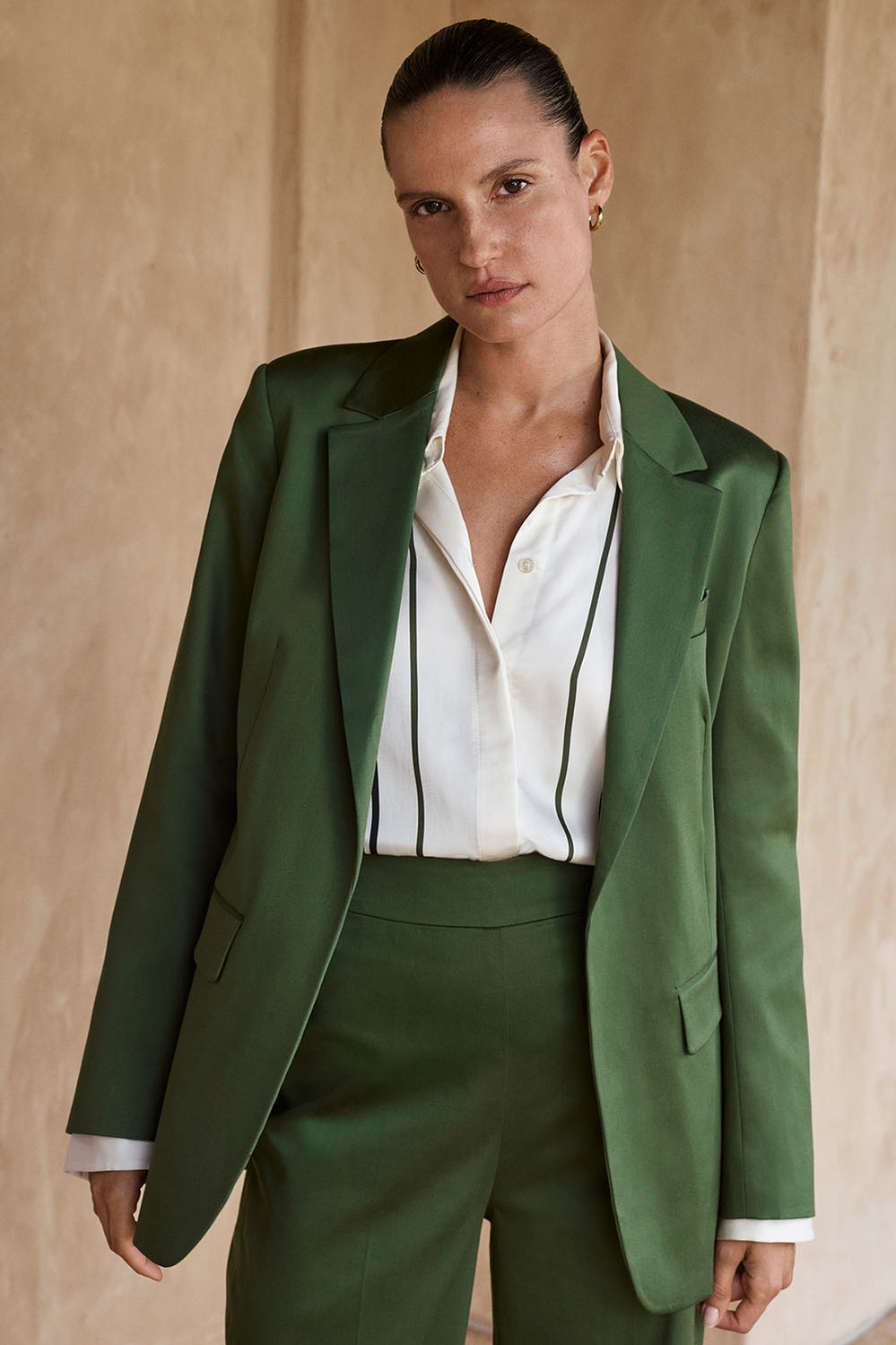 Draped Sateen Notch Lapel Blazer