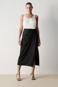 Satin Draped Wrap Skirt