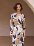 Silk Twill Abstract Print Dress