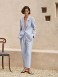 Linen Cotton Twill Tie Wrap Blazer