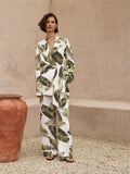 Palm Leaf Print Draped Pant