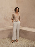 Yarn Dyed Linen Pleat Front Pant