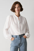 Cotton Voile Blouson Sleeve Blouse