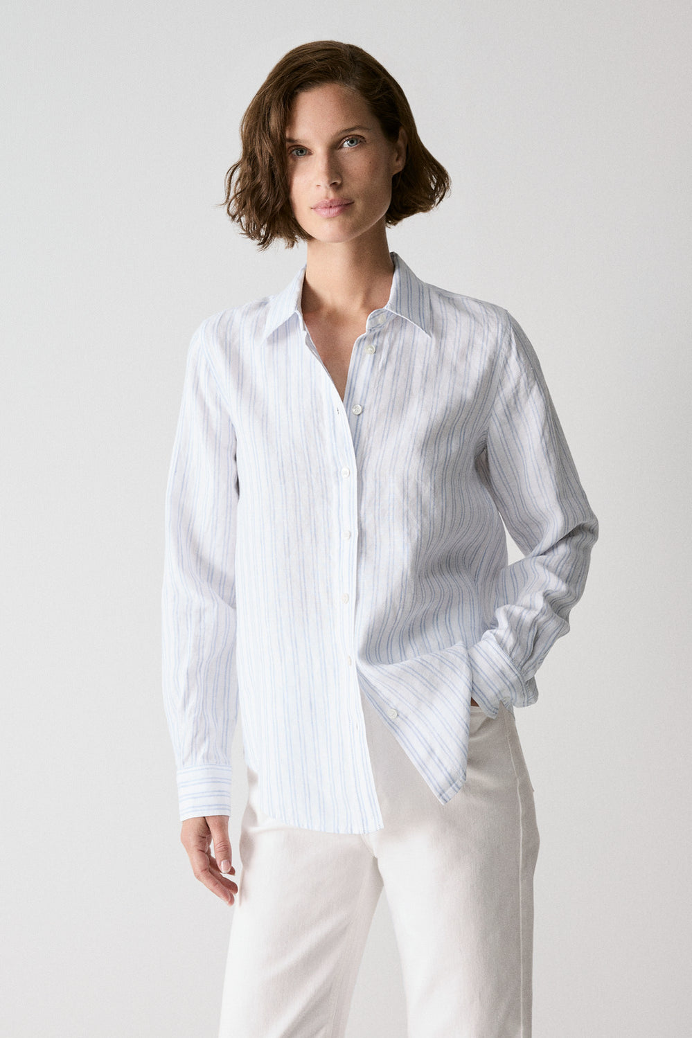 Yarn Dyed Linen Twin Stripe Shirt