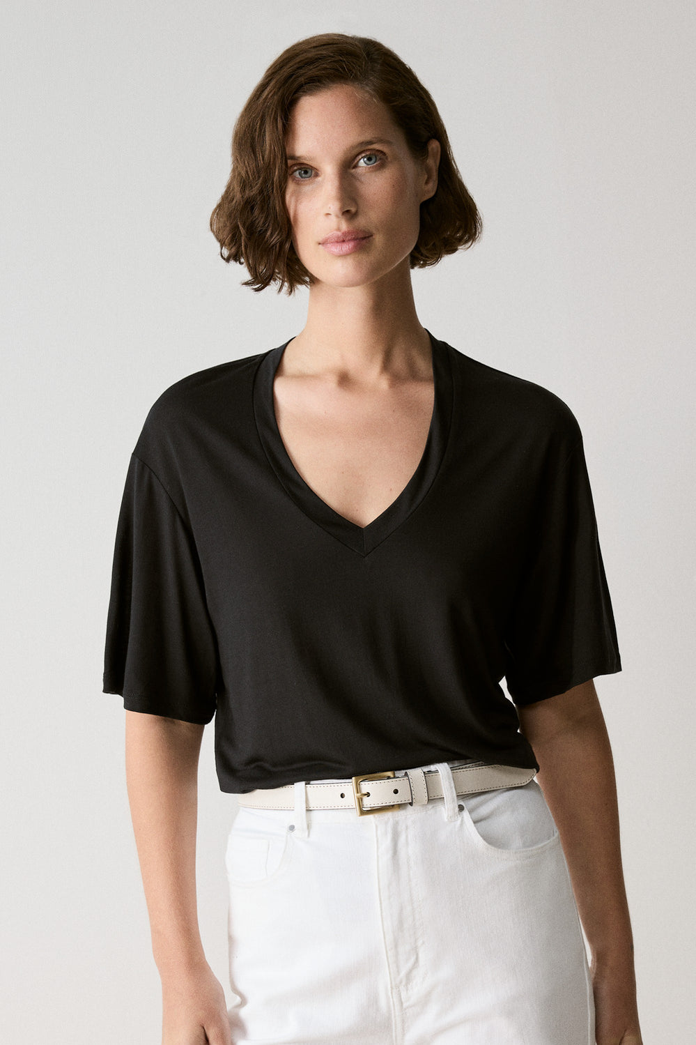 Draped V Neck T-Shirt
