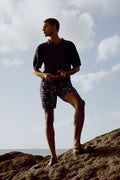Summer Leaf Print Swim Short