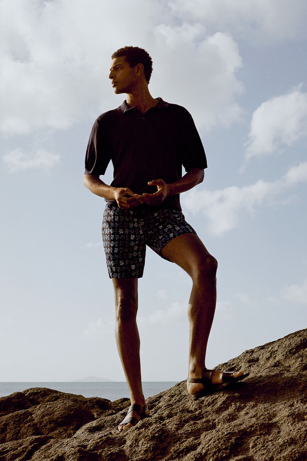 Summer Leaf Print Swim Short
