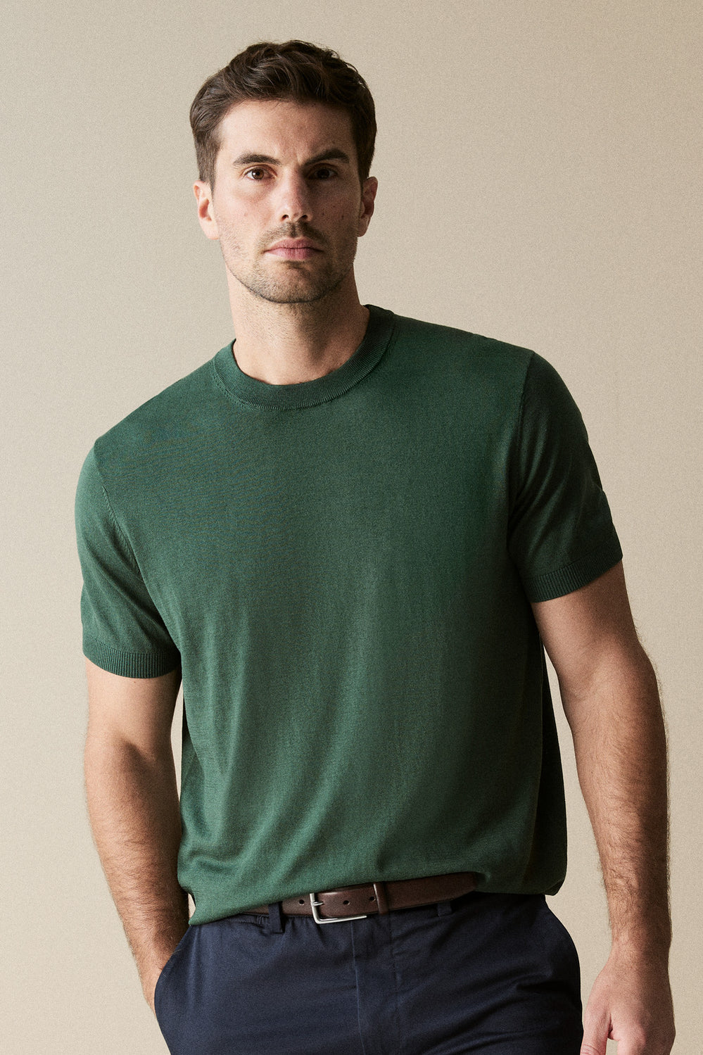 Silk Cotton Fine Knit T-Shirt