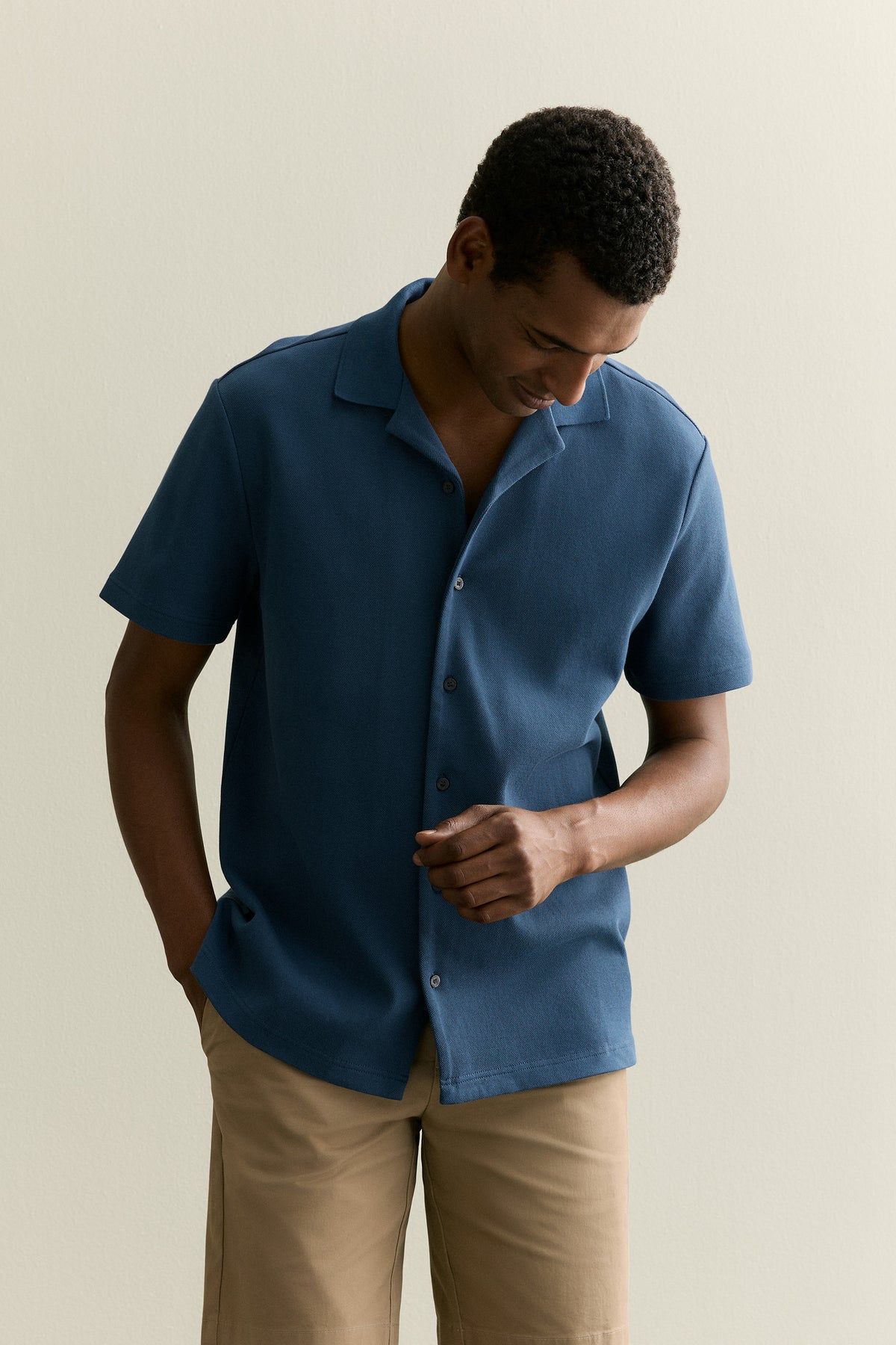 Regular Fit Cotton Blend Pique Shirt