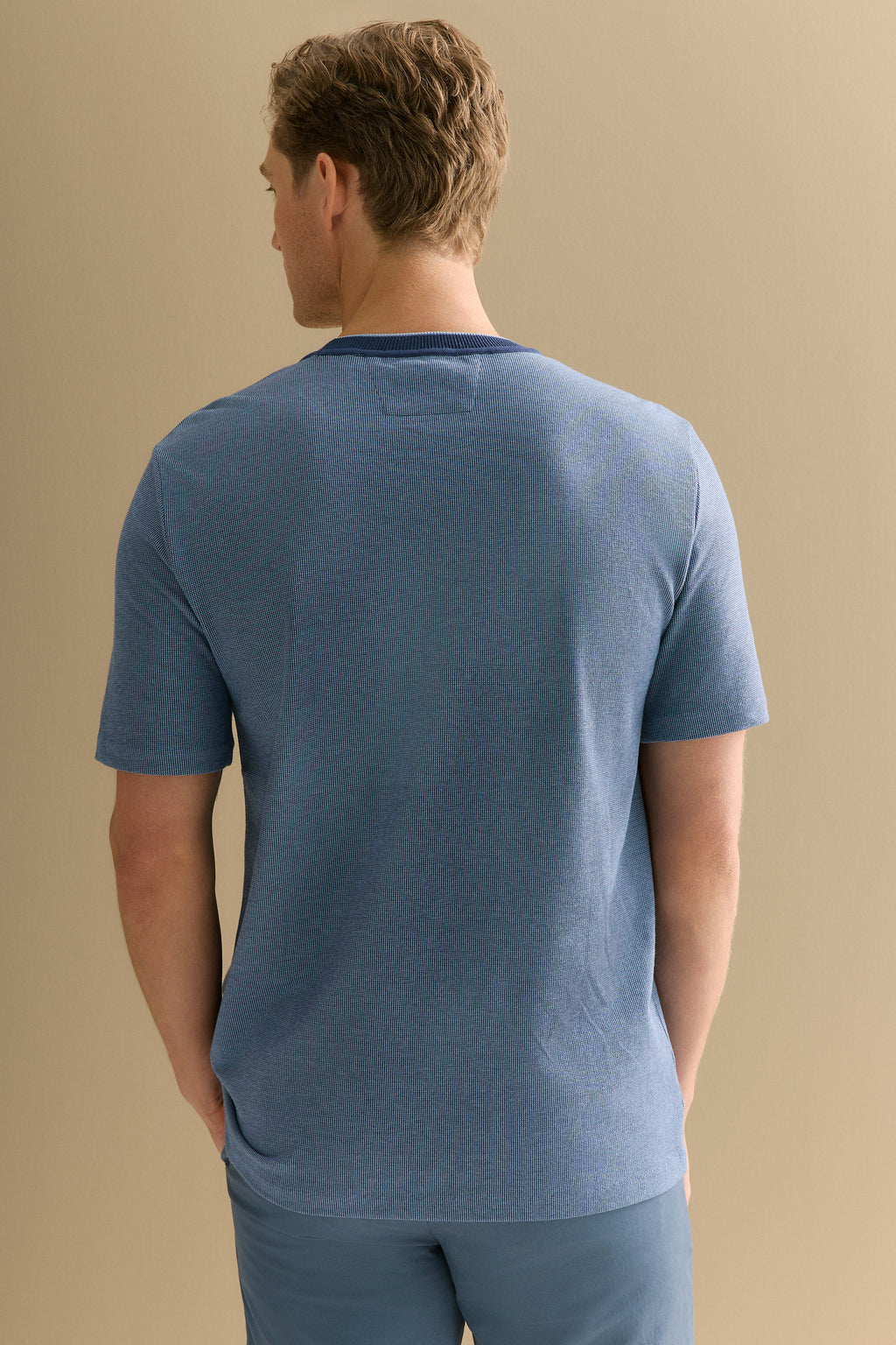 Cotton Jacquard Contrast Collar T-Shirt