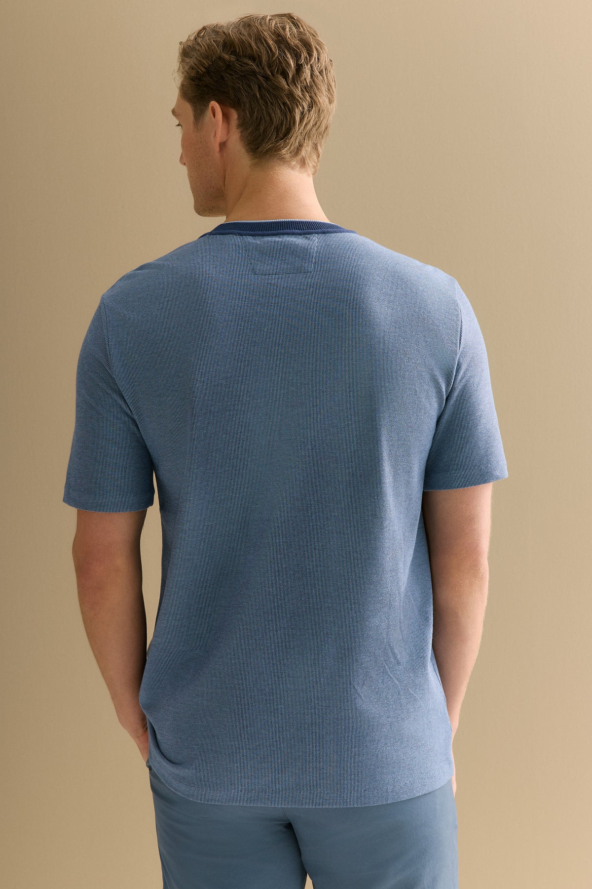 Cotton Jacquard Contrast Collar T-Shirt