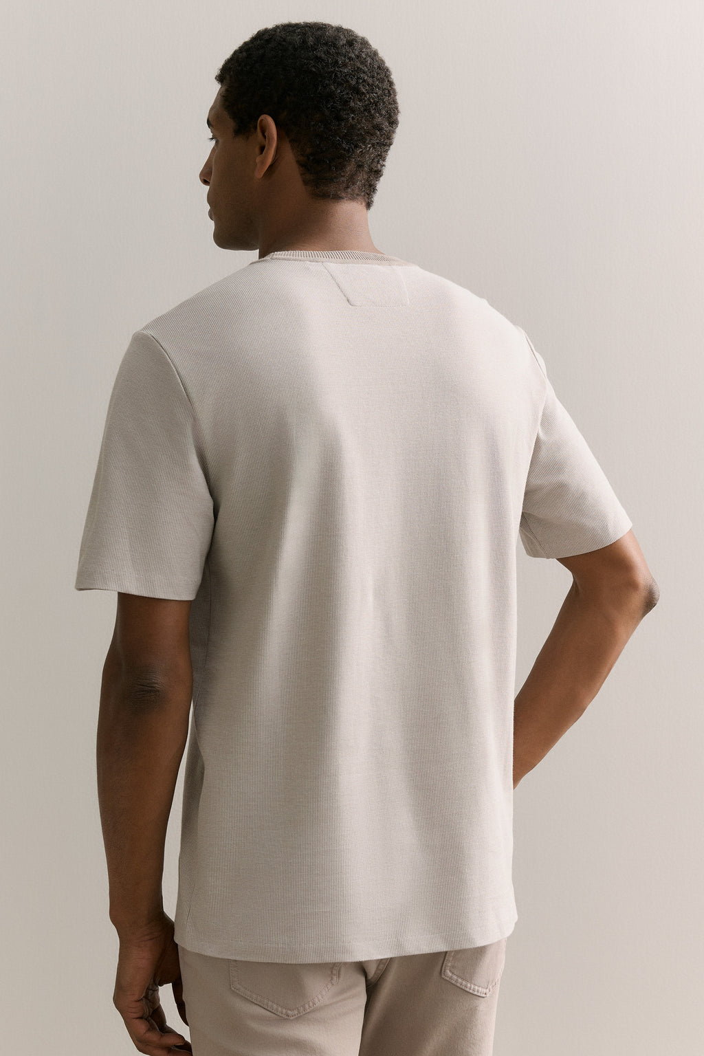 Cotton Jacquard Contrast Collar T-Shirt