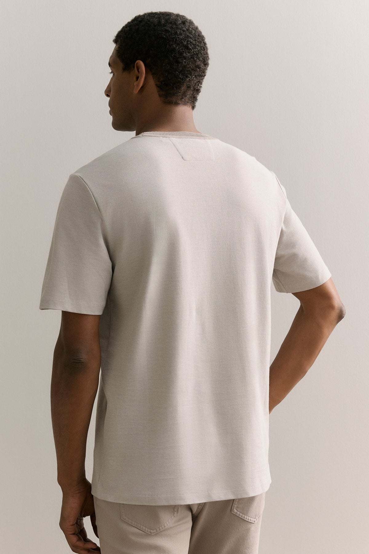 Cotton Jacquard Contrast Collar T-Shirt
