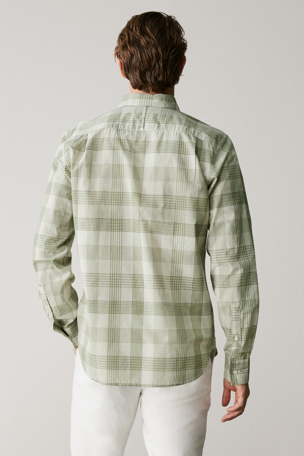 Tailored Fit Linear Plaid Shirt