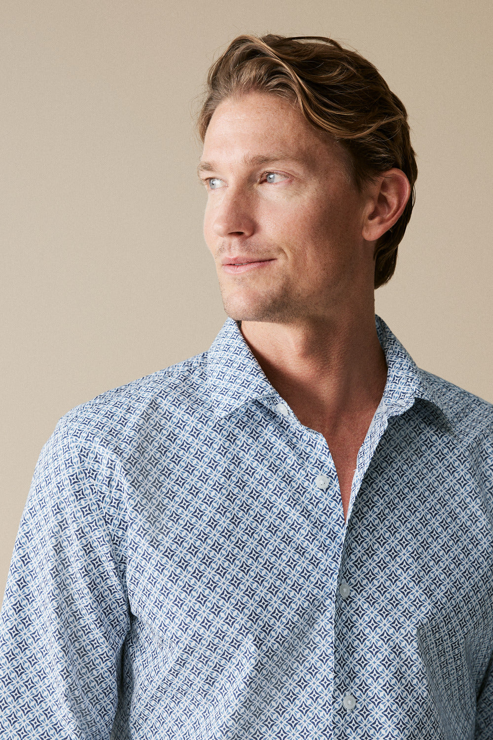 Tailored Fit Diamond Geo Print Shirt