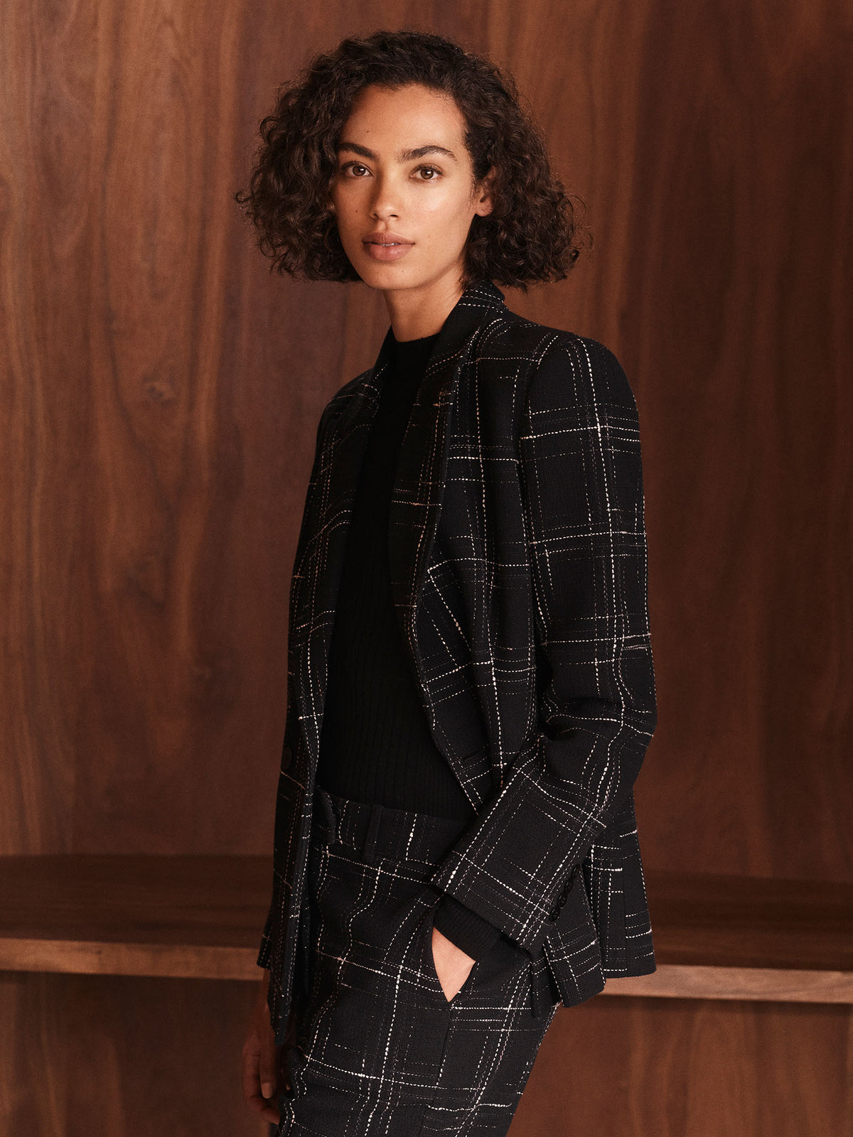 Window Pane Check Italian Tweed Blazer