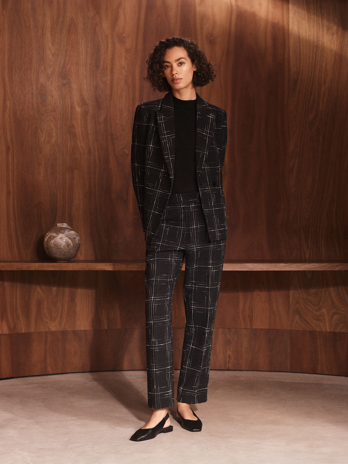 Window Pane Check Italian Tweed Pant