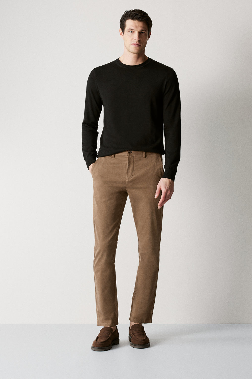 Regular Fit Cotton Textured Twill Chino