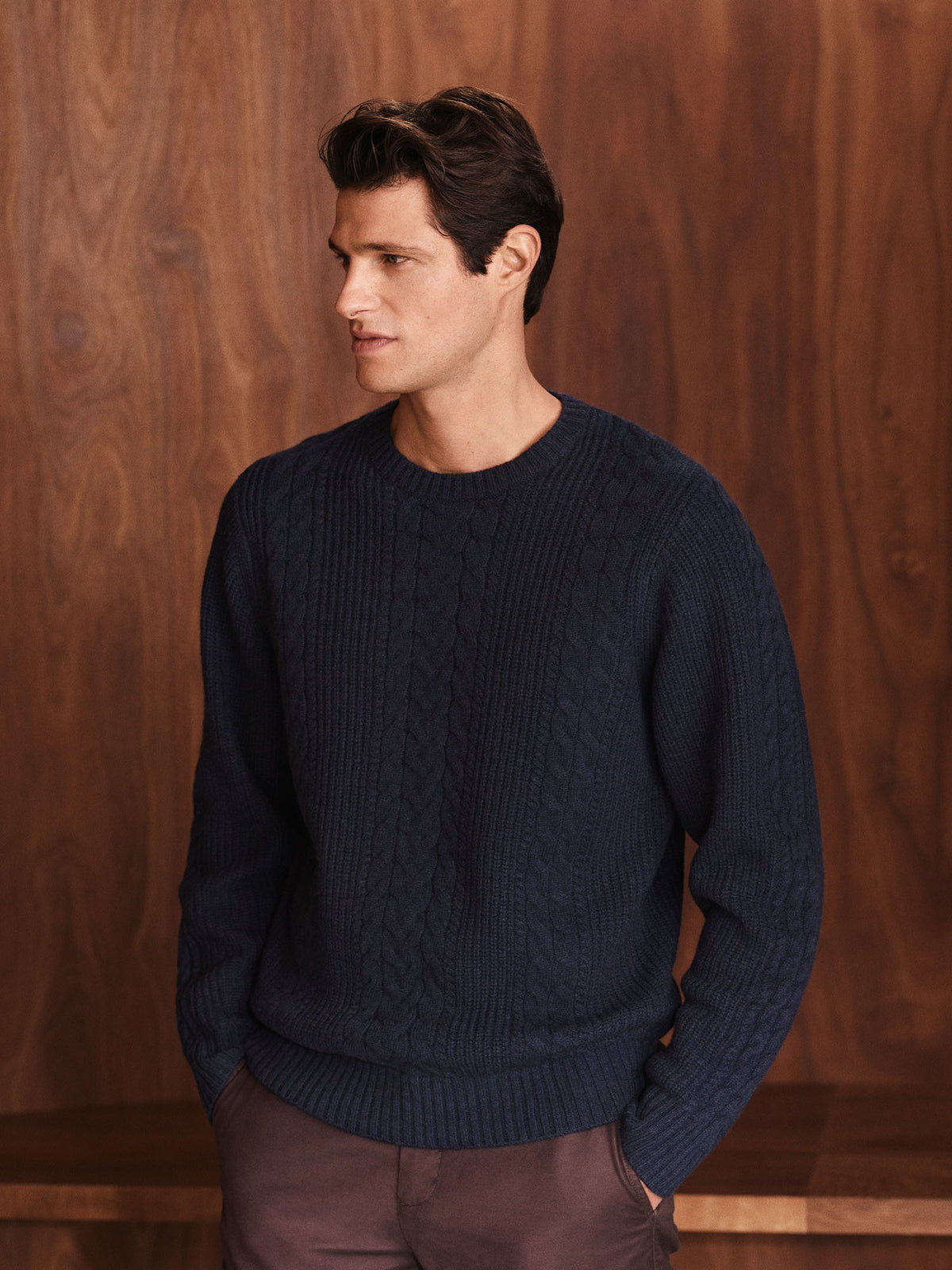 Wool Cable Knit Crew