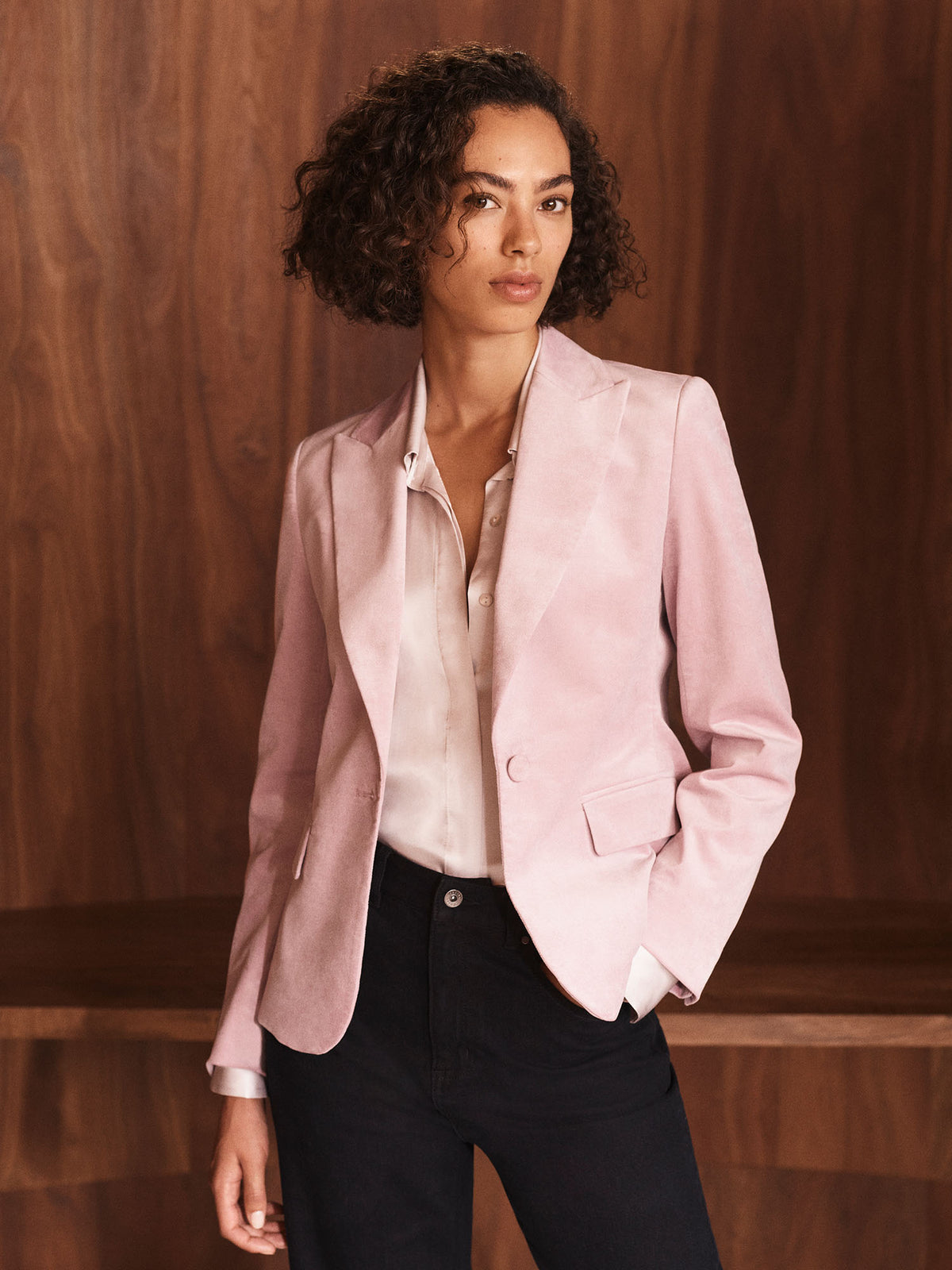 Velvet Single Breasted Blazer