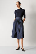 Denim Tie Waist Full Skirt