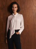 Silk Spot Tie Neck Blouse
