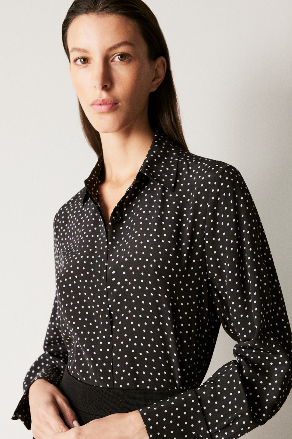 Silk Polka Dot French Cuff Shirt