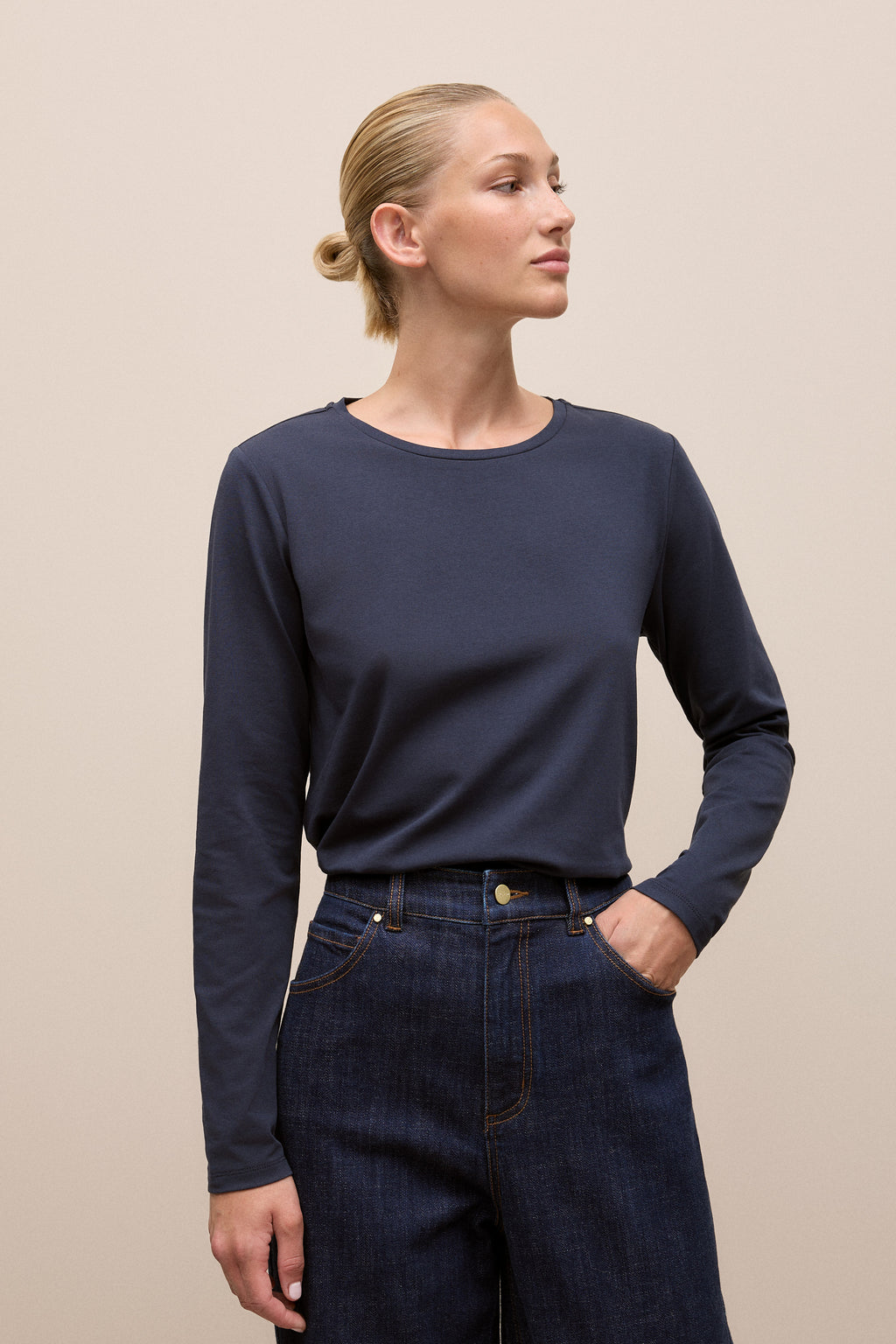 Cotton Long Sleeve Crew T-Shirt