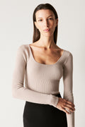 Merino Blend Scoop Neck Long Sleeve Knit