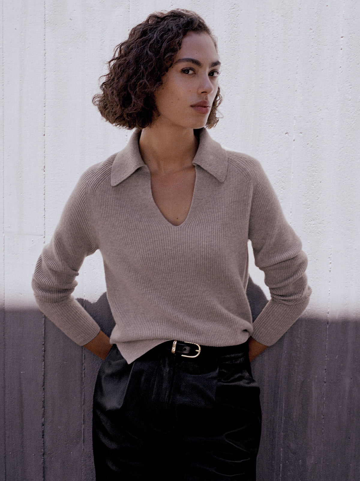 Merino Cashmere Collared Knit
