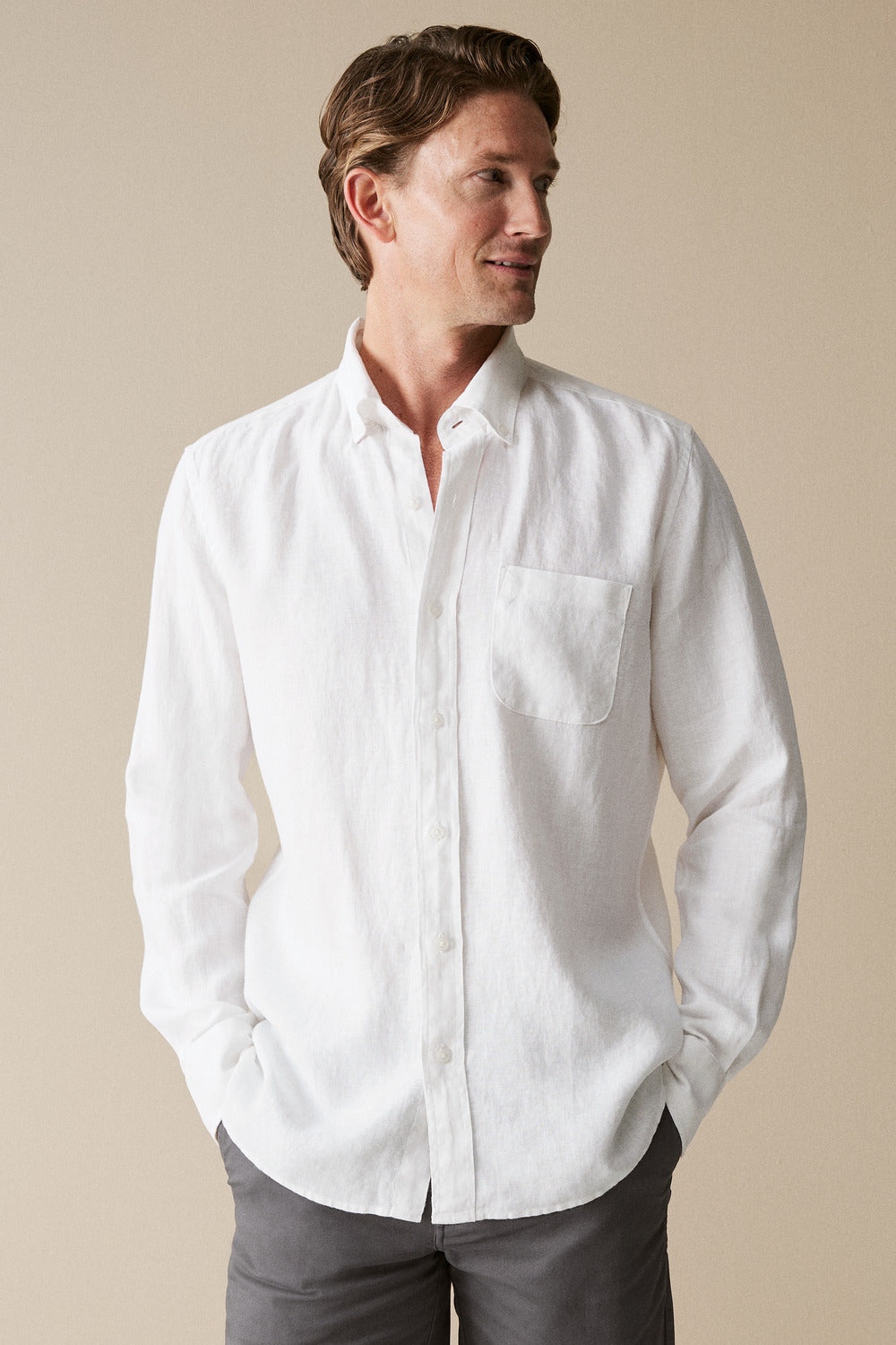 Regular Fit Linen Long Sleeve Shirt