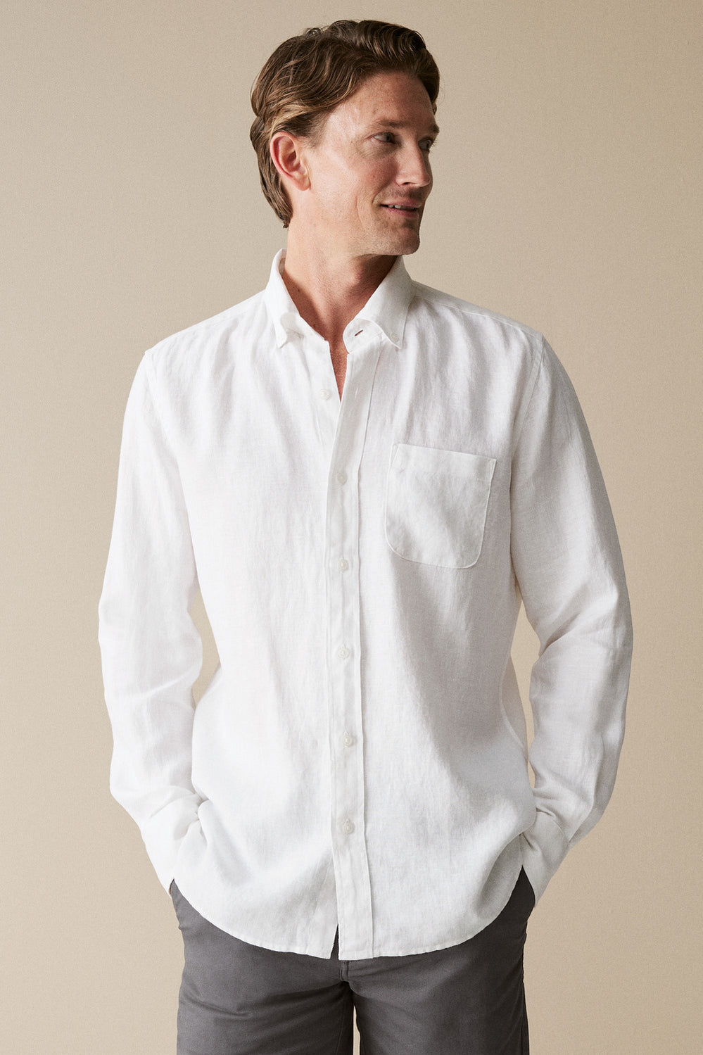 Regular Fit Linen Long Sleeve Shirt