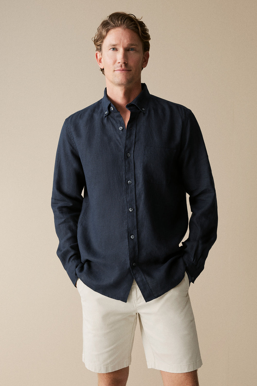 Regular Fit Linen Long Sleeve Shirt