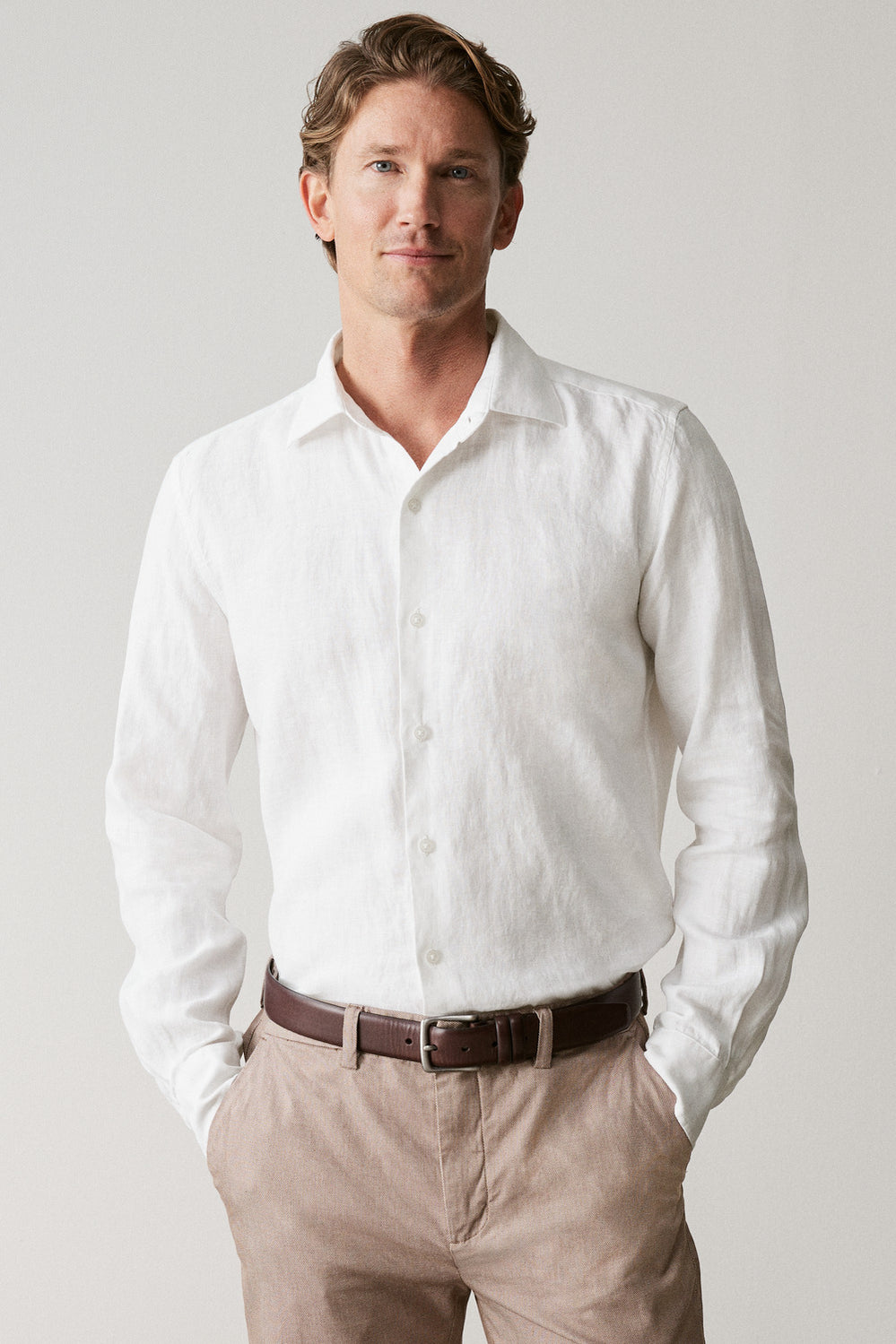 Tailored Fit Linen Long Sleeve Shirt