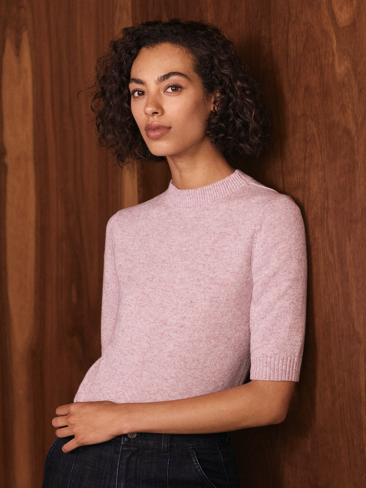 Wool Cashmere Speckled Knit T-Shirt