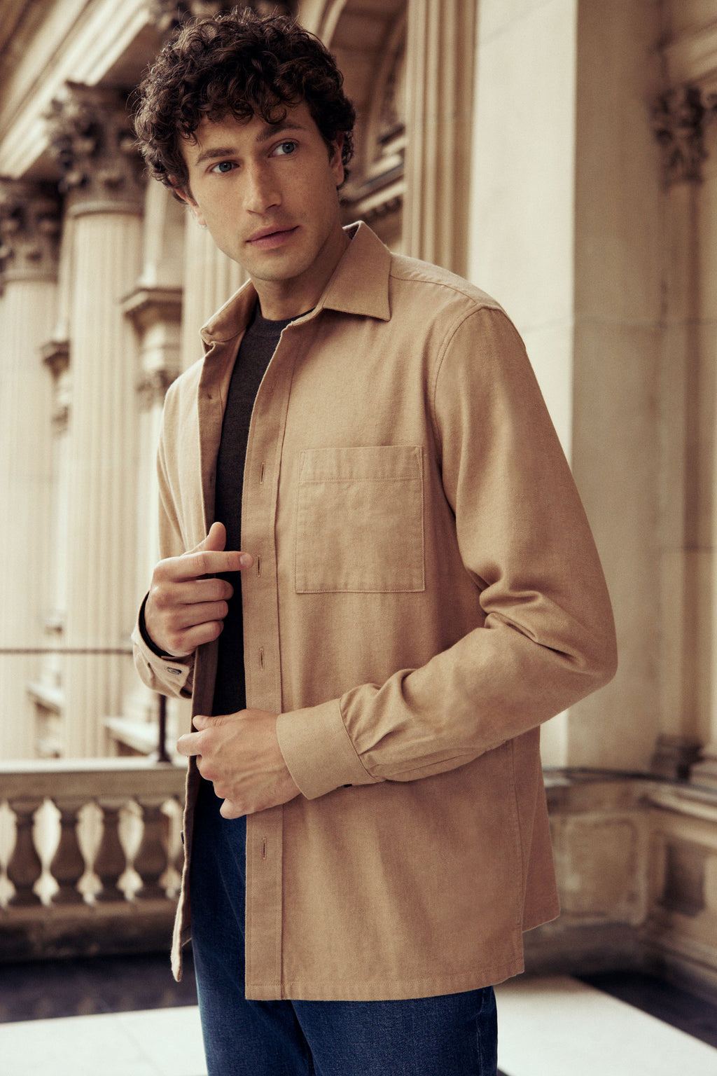 Regular Fit Cotton Tonal Twill Shirt