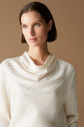 Silk Variegated Stripe Cowl Neck Top