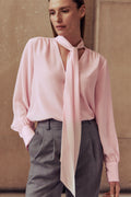 Silk Tie Neck Relaxed Blouse