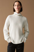 Cotton Cashmere Blend Rib Mock Neck Pullover