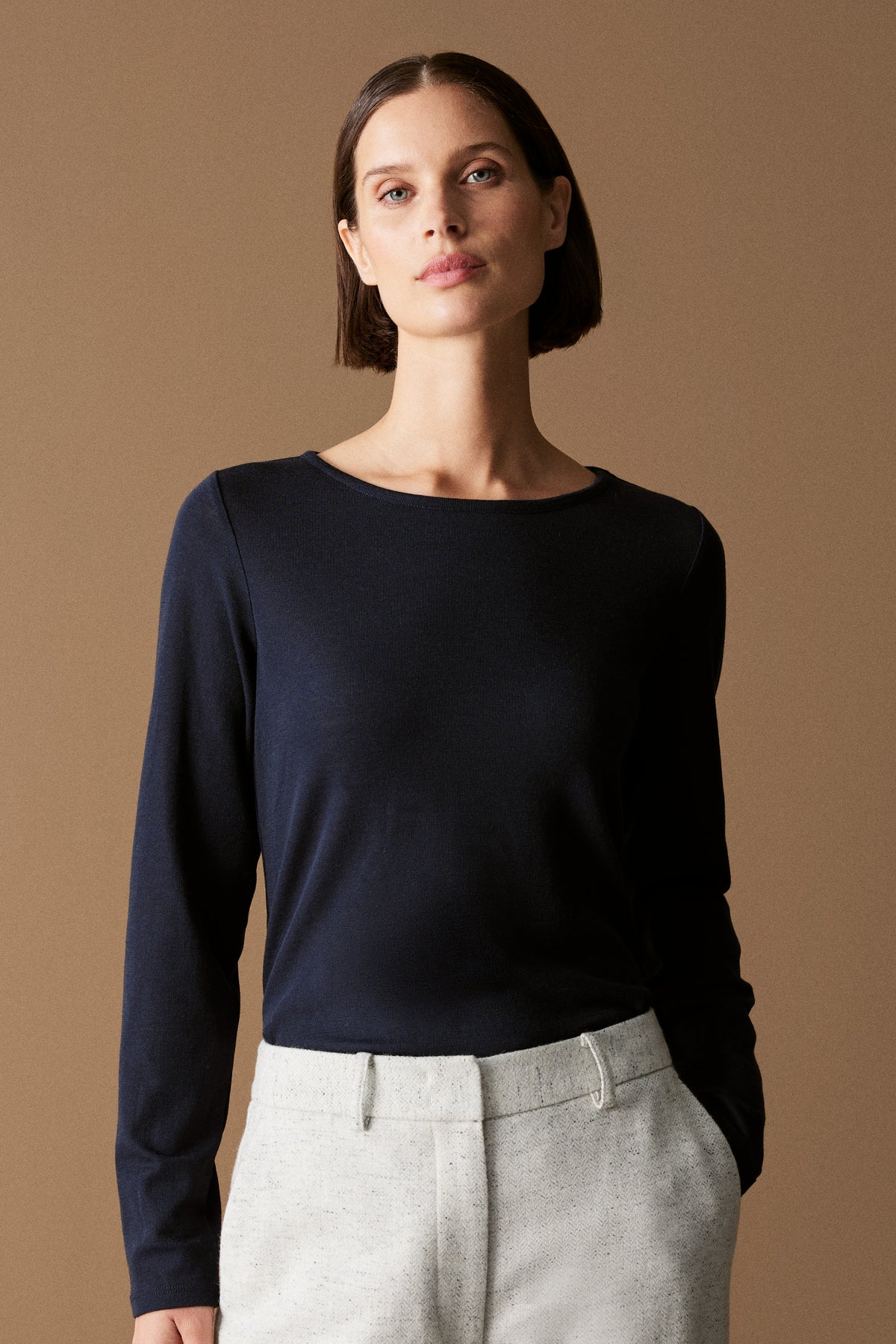 Merino Wool Rib Long Sleeved T-Shirt