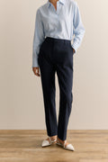Yarn Dyed Wool Blend Tailored Trouser