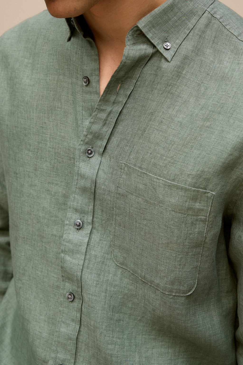 Regular Fit Delave Linen Long Sleeve Shirt