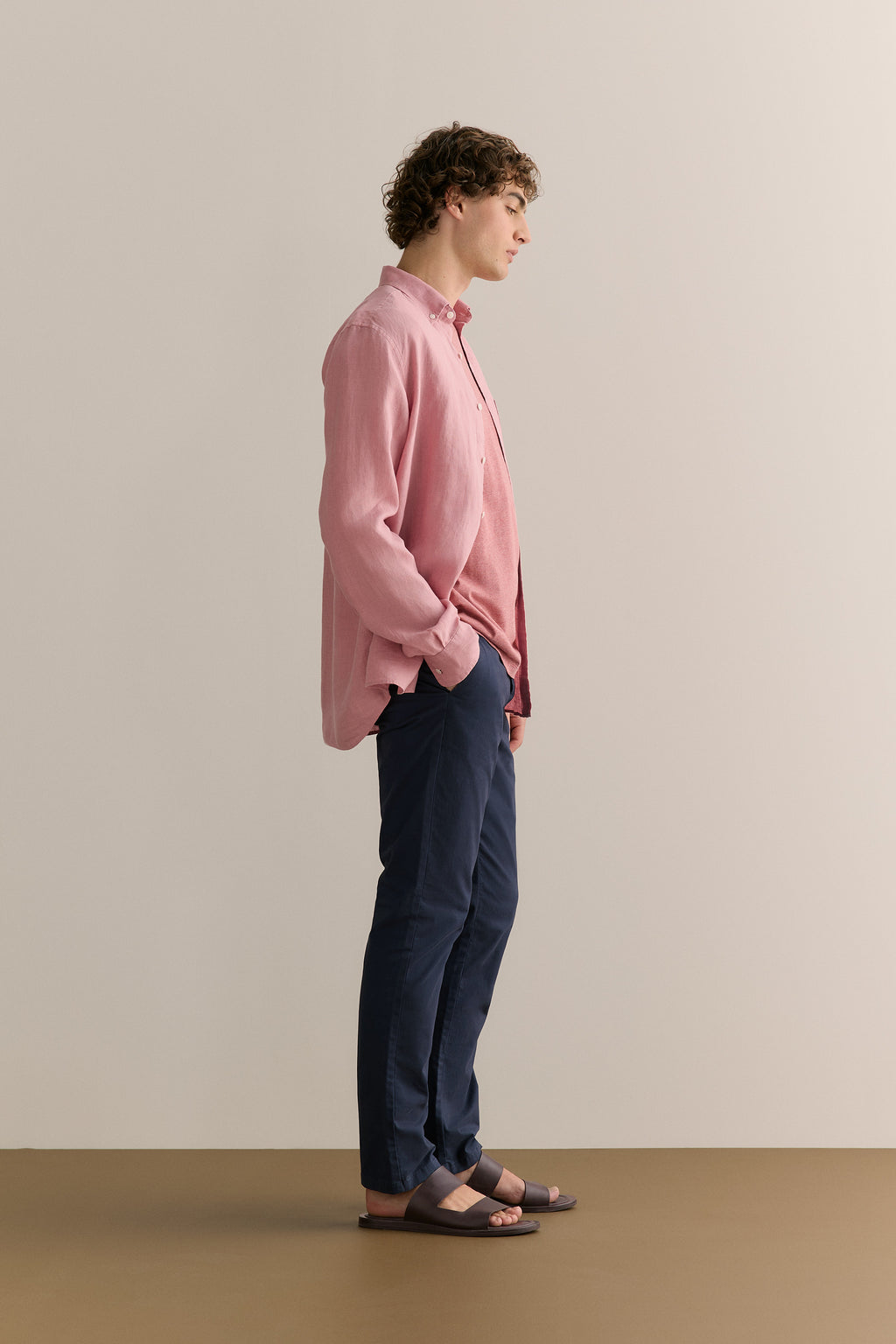 Regular Fit Delave Linen Long Sleeve Shirt