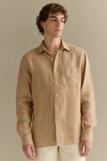 Regular Fit Delave Linen Long Sleeve Shirt