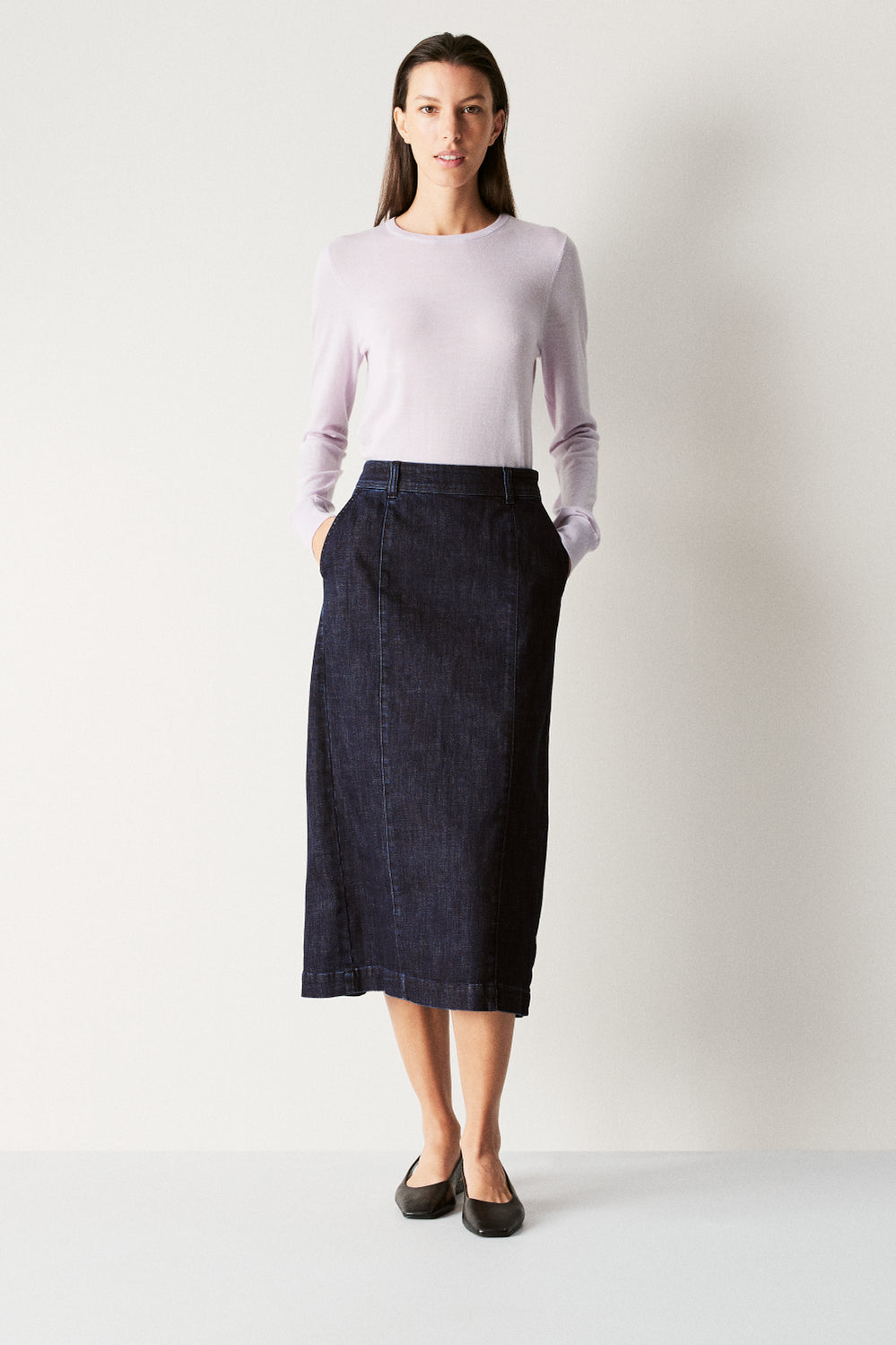 Denim Pintuck Skirt
