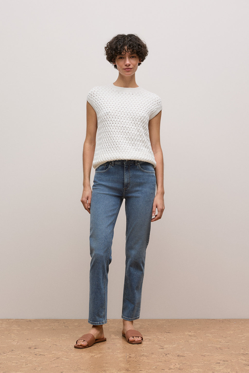 Mid Rise Straight Leg Jean